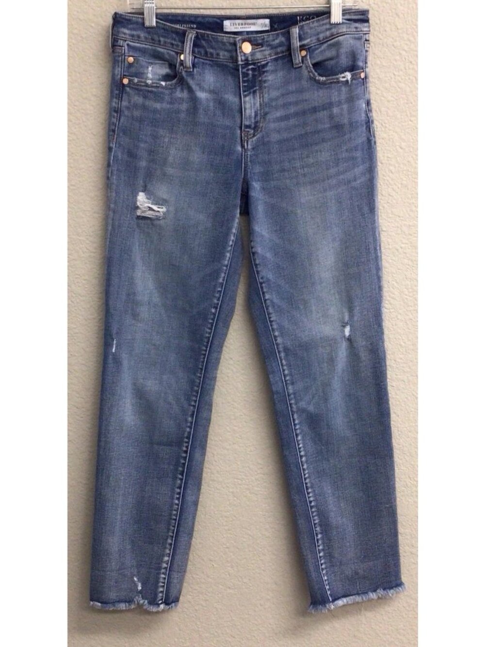 Liverpool Los Angeles Girlfriend Jeans Womens Size 6 Distressed Denim